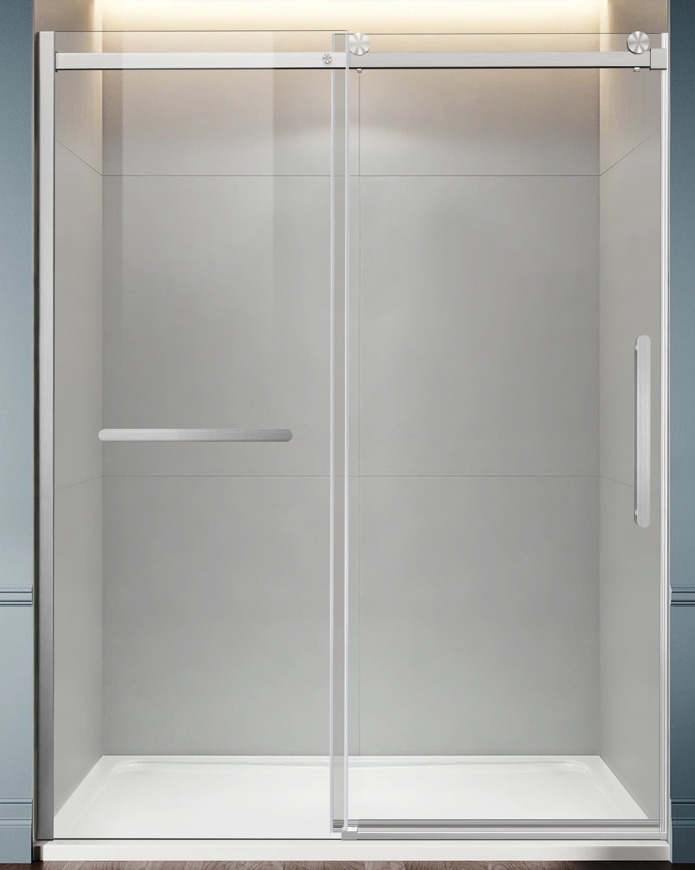 ALISE 60" x 76" Sliding Shower Door – Brushed Nickel