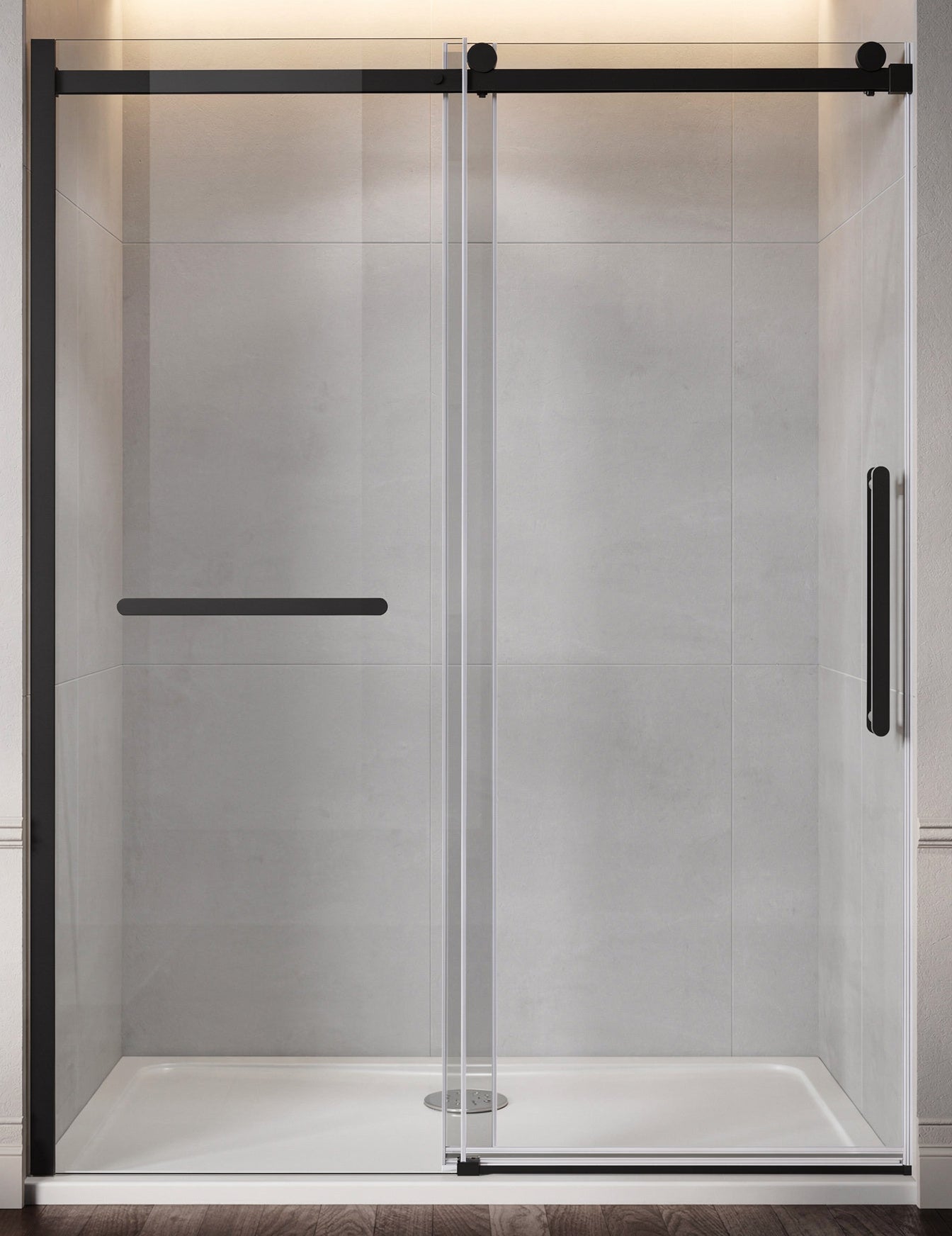 ALISE 48" x 76" Sliding Shower Door – Matte Black