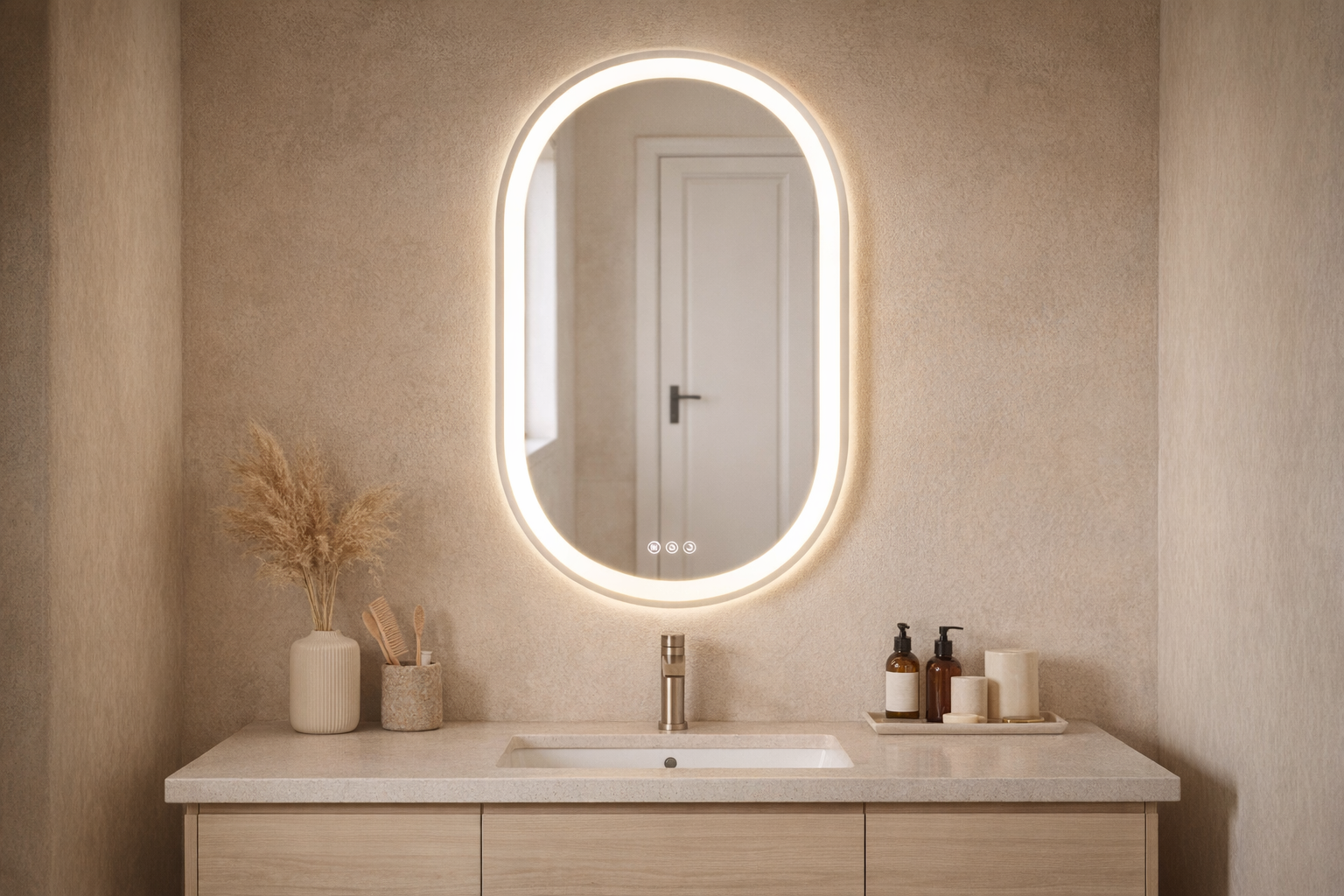 ELLIE 22" x 32" Pill LED Mirror – Matte Black