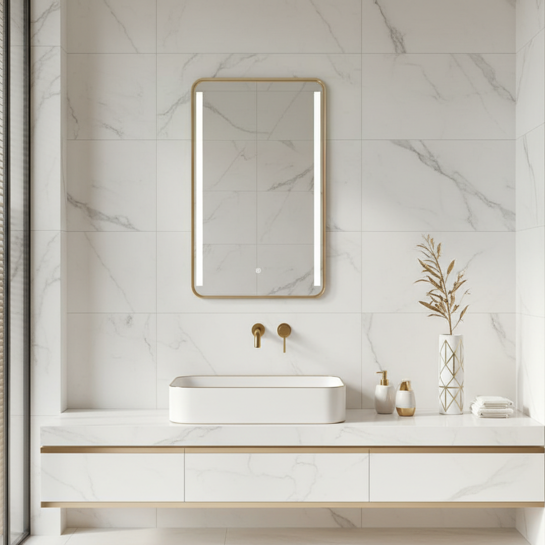 HAYES 24" x 30" Rectangular LED Mirror Cabinet – Brushed Silver