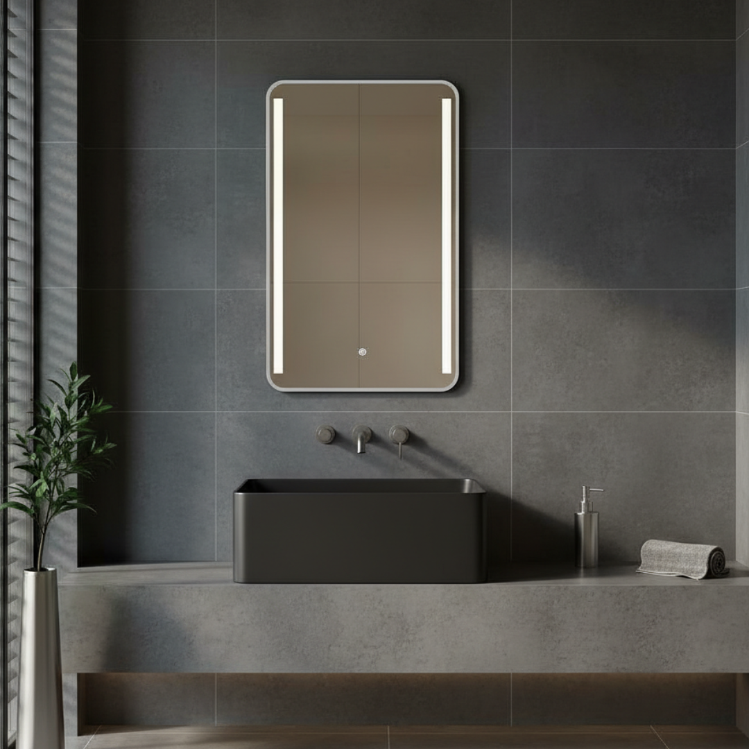 HAYES 24" x 30" Rectangular LED Mirror Cabinet – Brushed Silver