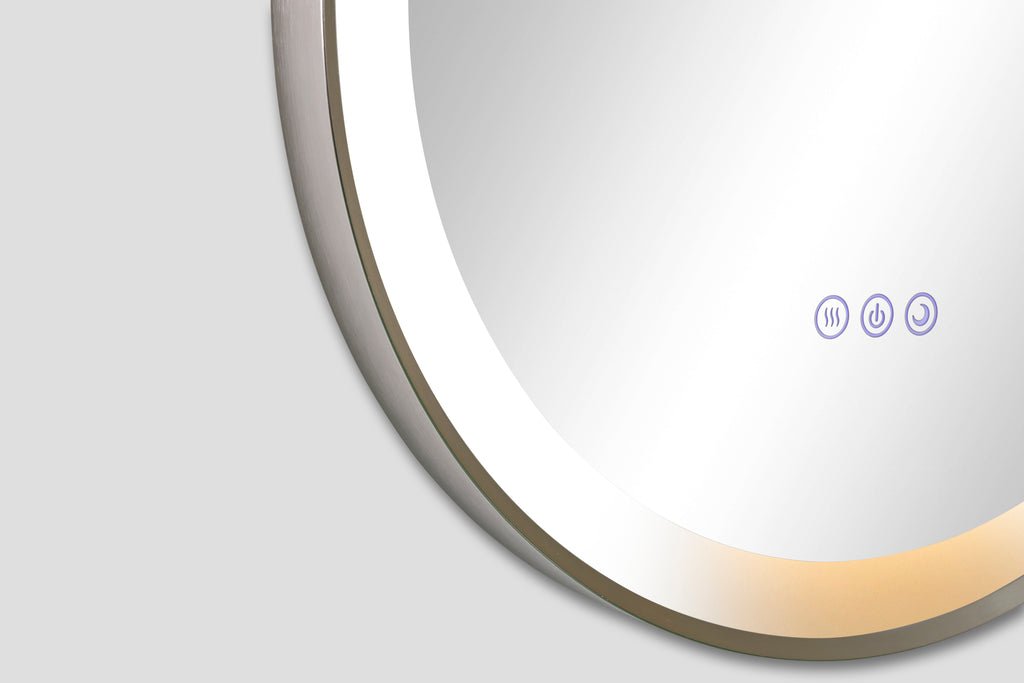 ELLIE 22" x 32" Pill LED Mirror – Brushed Silver