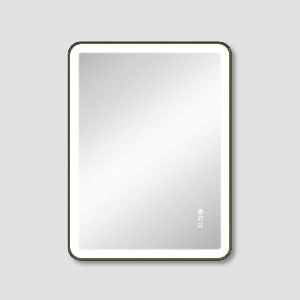 ELLIE 24" x 32" Rectangular LED Mirror – Brushed Silver