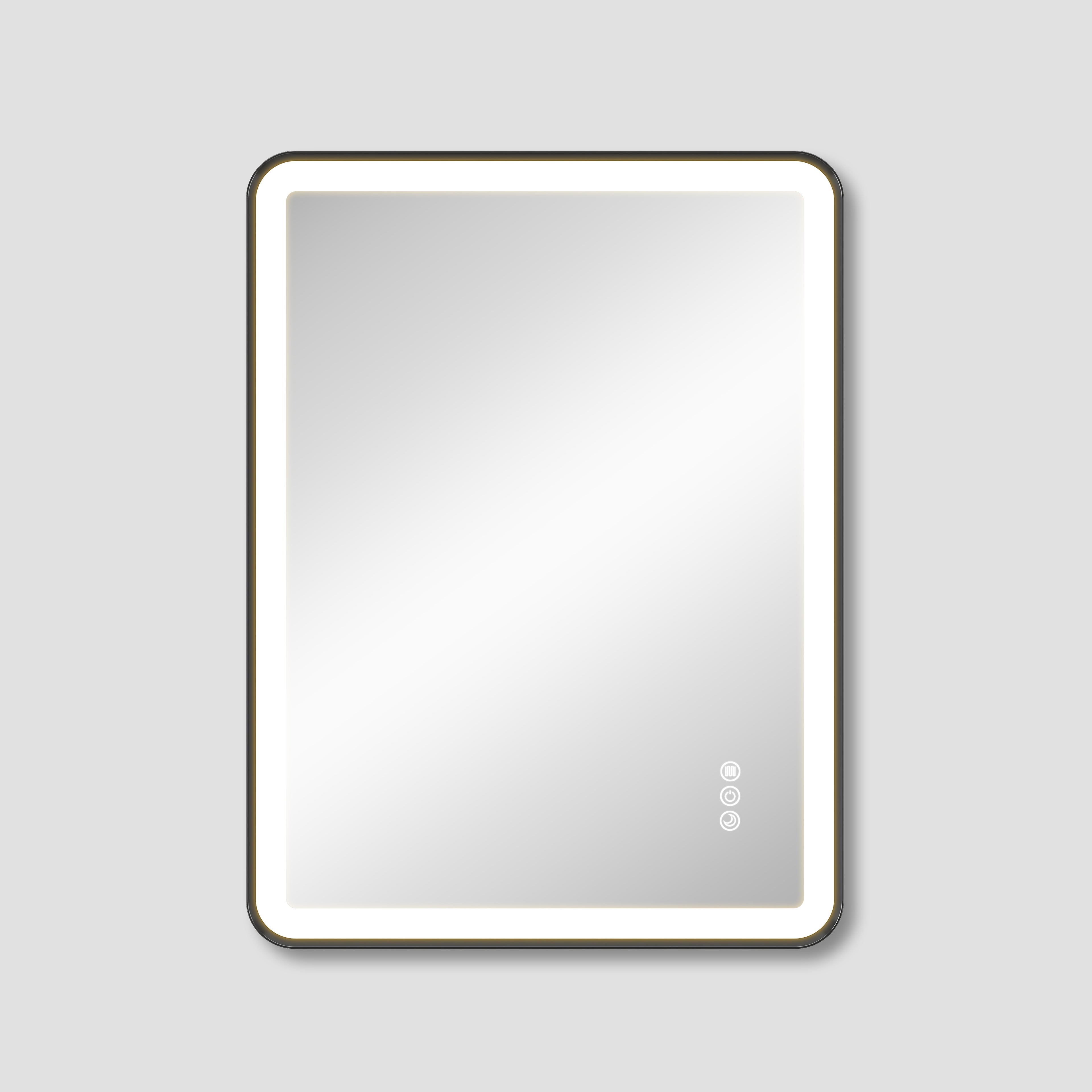 ELLIE 24" x 32" Rectangular LED Mirror – Brushed Silver