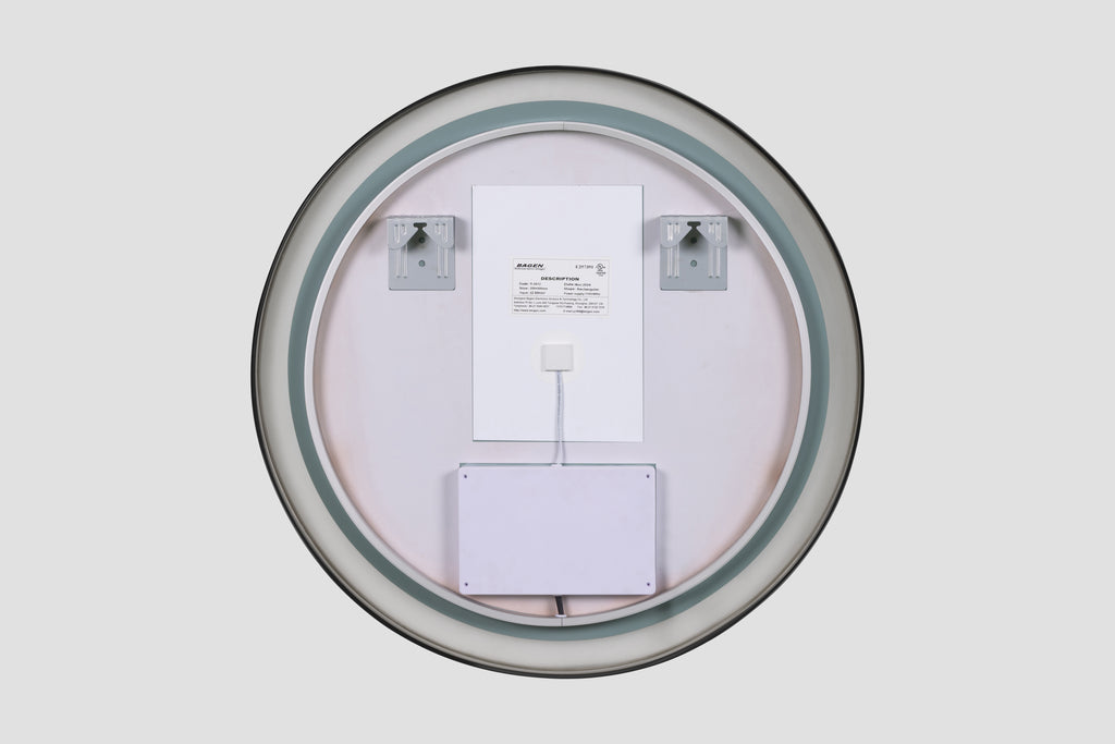 Round wall clock with a white face and black hands on a light gray background
