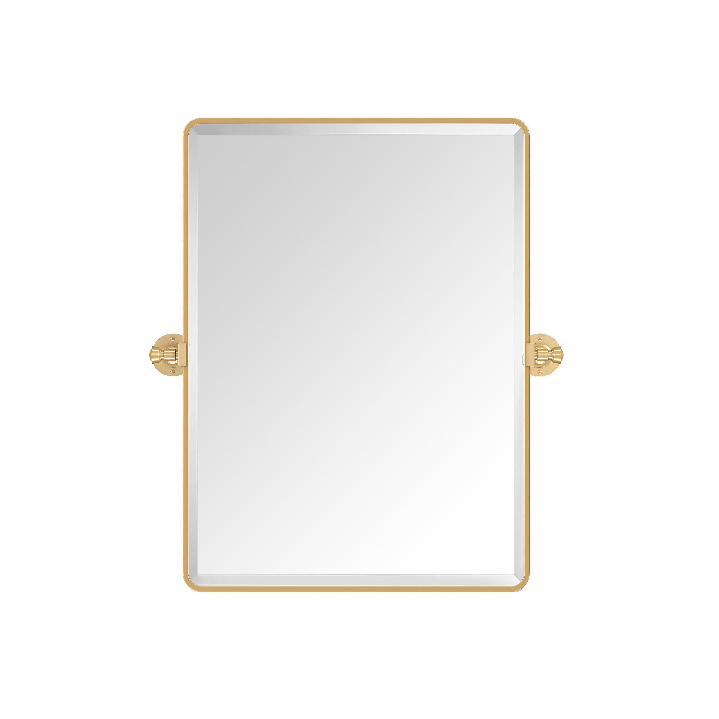 Rectangular mirror with gold frame on a white background