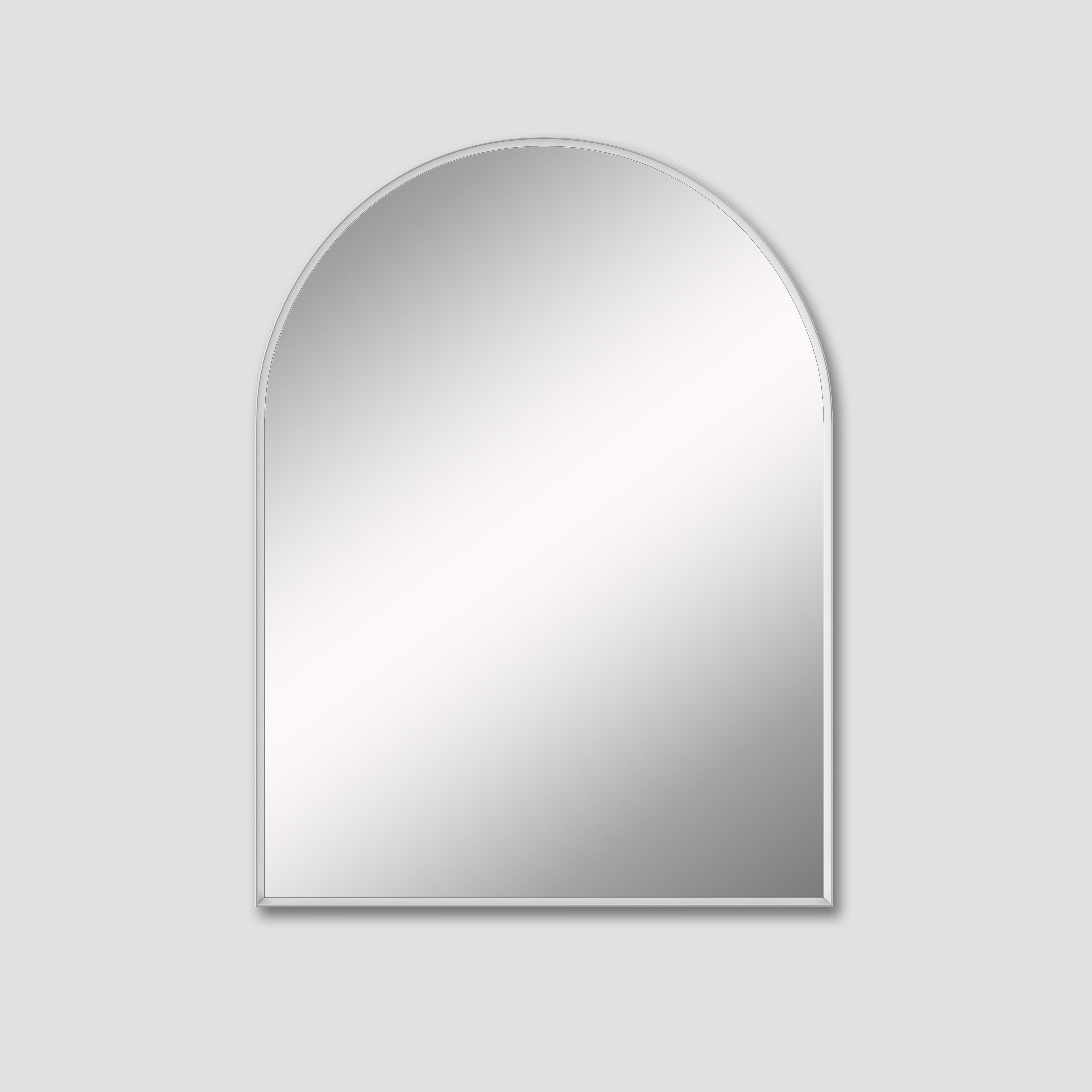 arched silver mirror on a white background