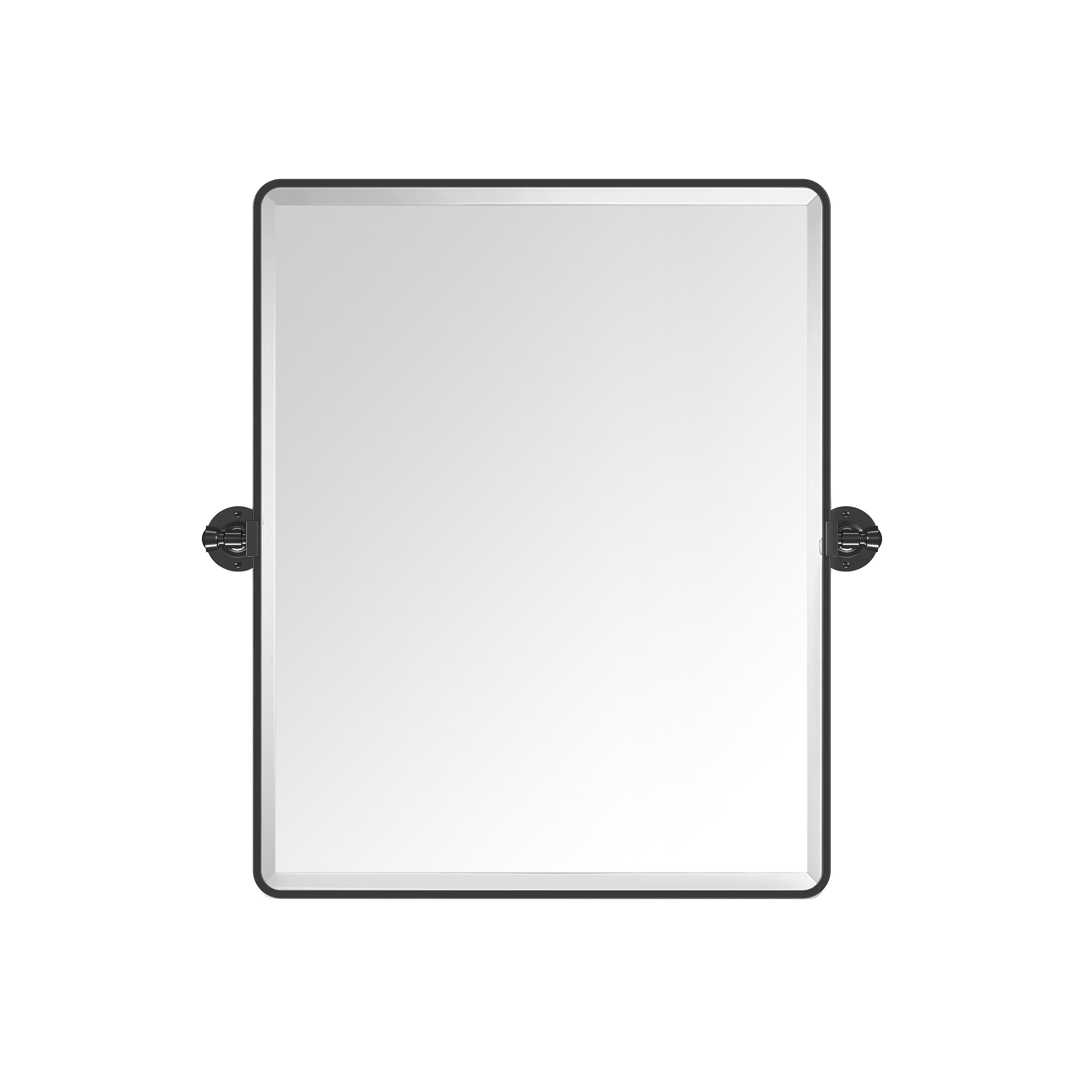 Rectangular mirror with black frame on a white background