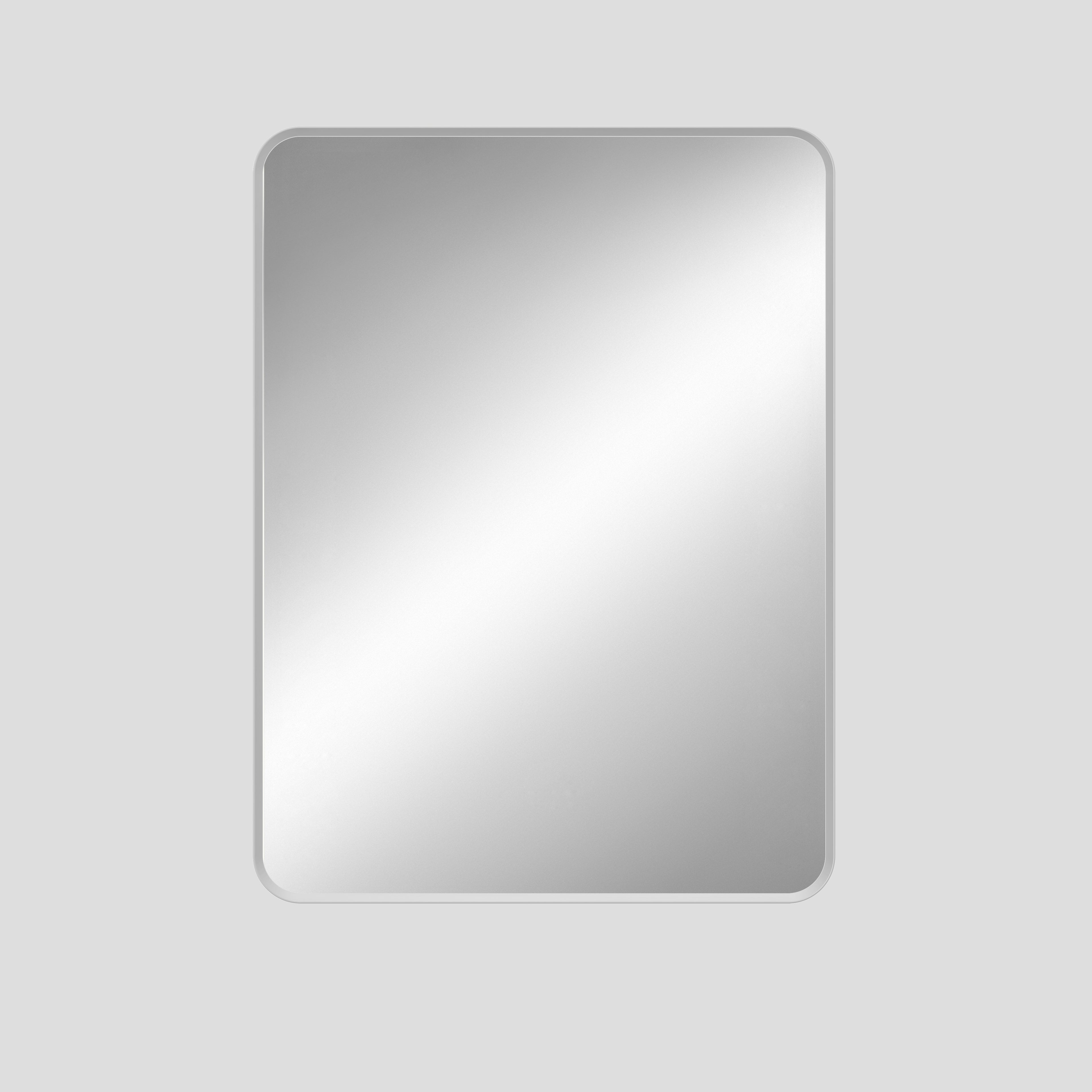Rectangular mirror on a light gray background