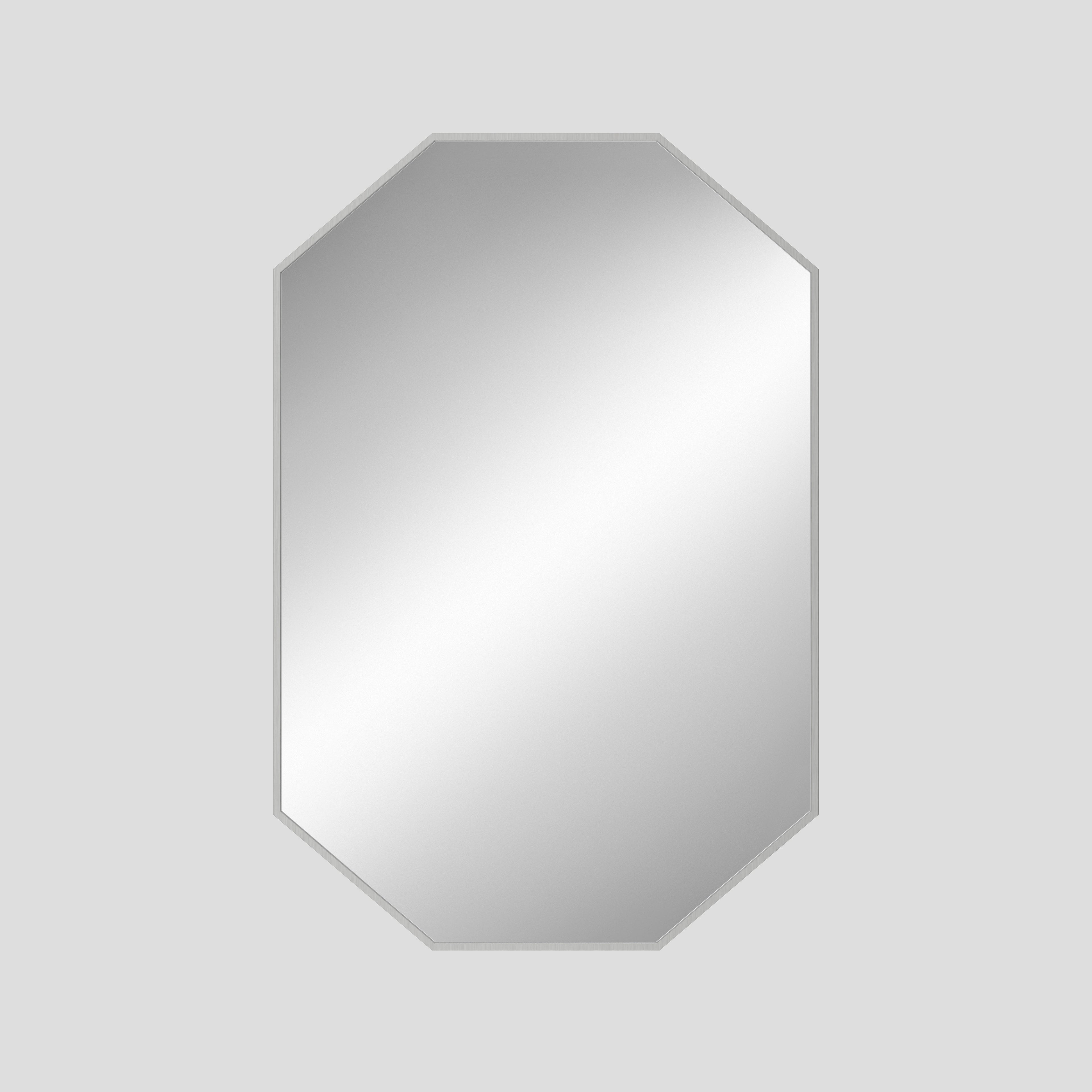 Octagonal mirror on a light gray background
