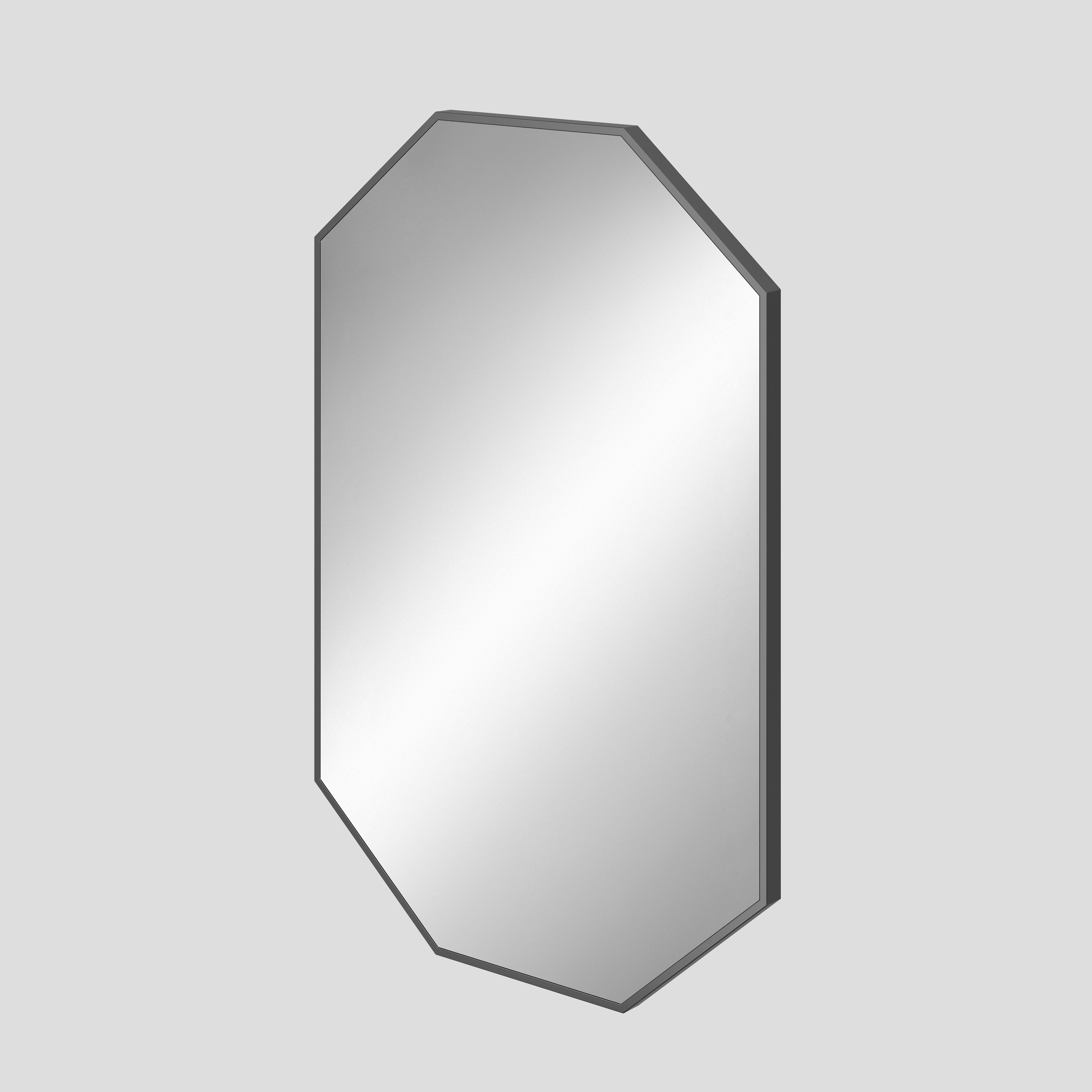 Octagonal mirror on a light gray background