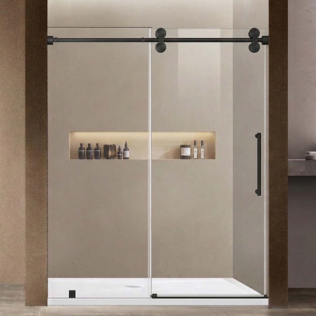 WYATT 60" x 76" Sliding Shower Door – Matte Black