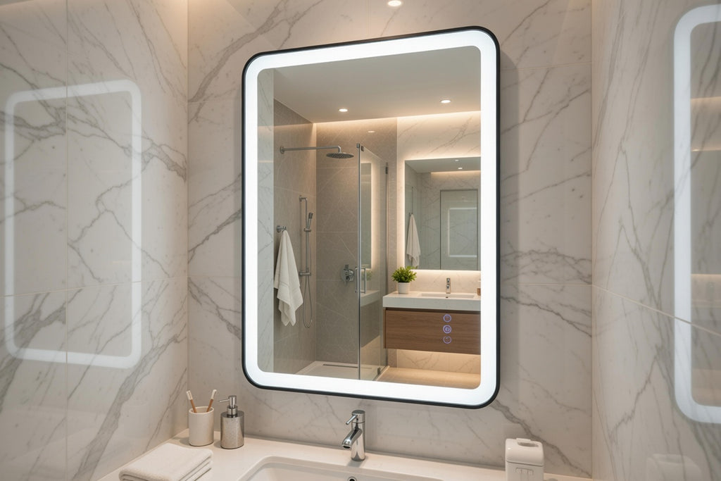 ELLIE 24" x 32" Rectangular LED Mirror – Matte Black